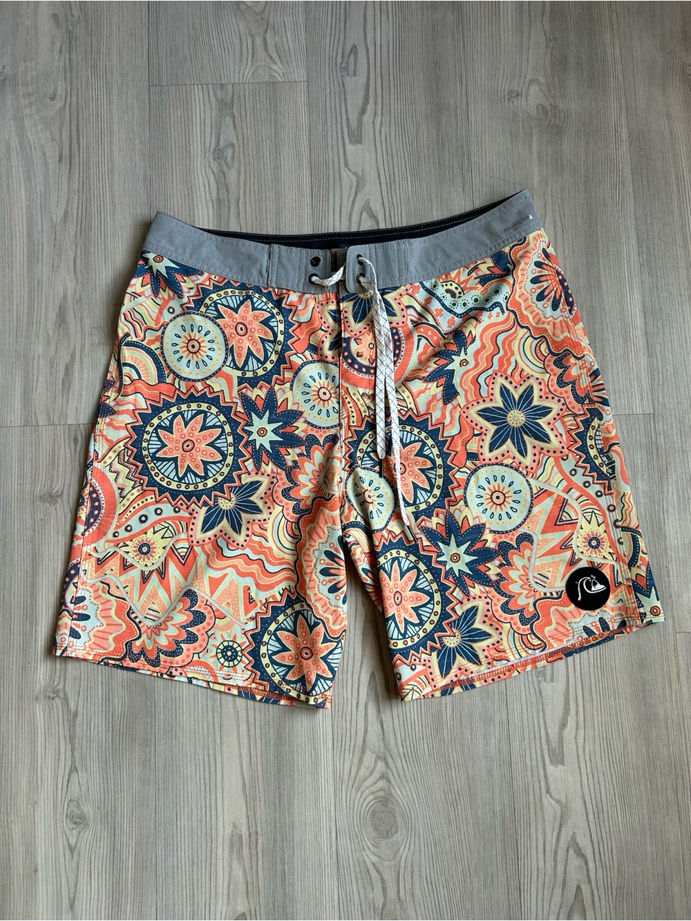 Quiksilver Coral and Navy Patterned Swim Shorts